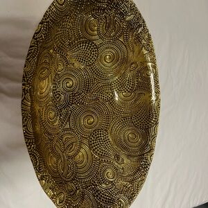 Akcam Elegant Swirl Patterned Gold Glass Oval Bowl Silverina